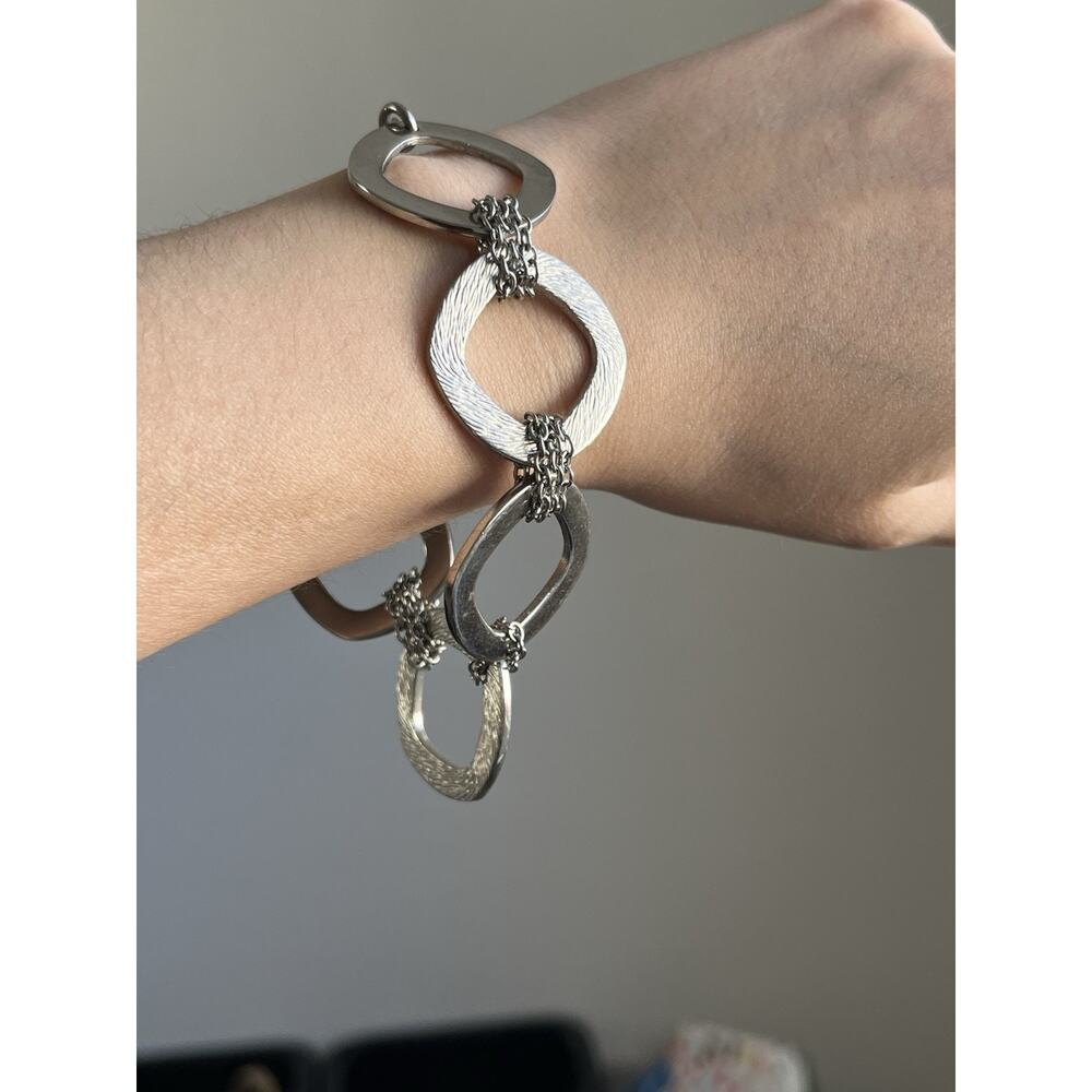 Napier Stainless Steel Silver Chain & Link Statement Bracelet 7” Adjustable